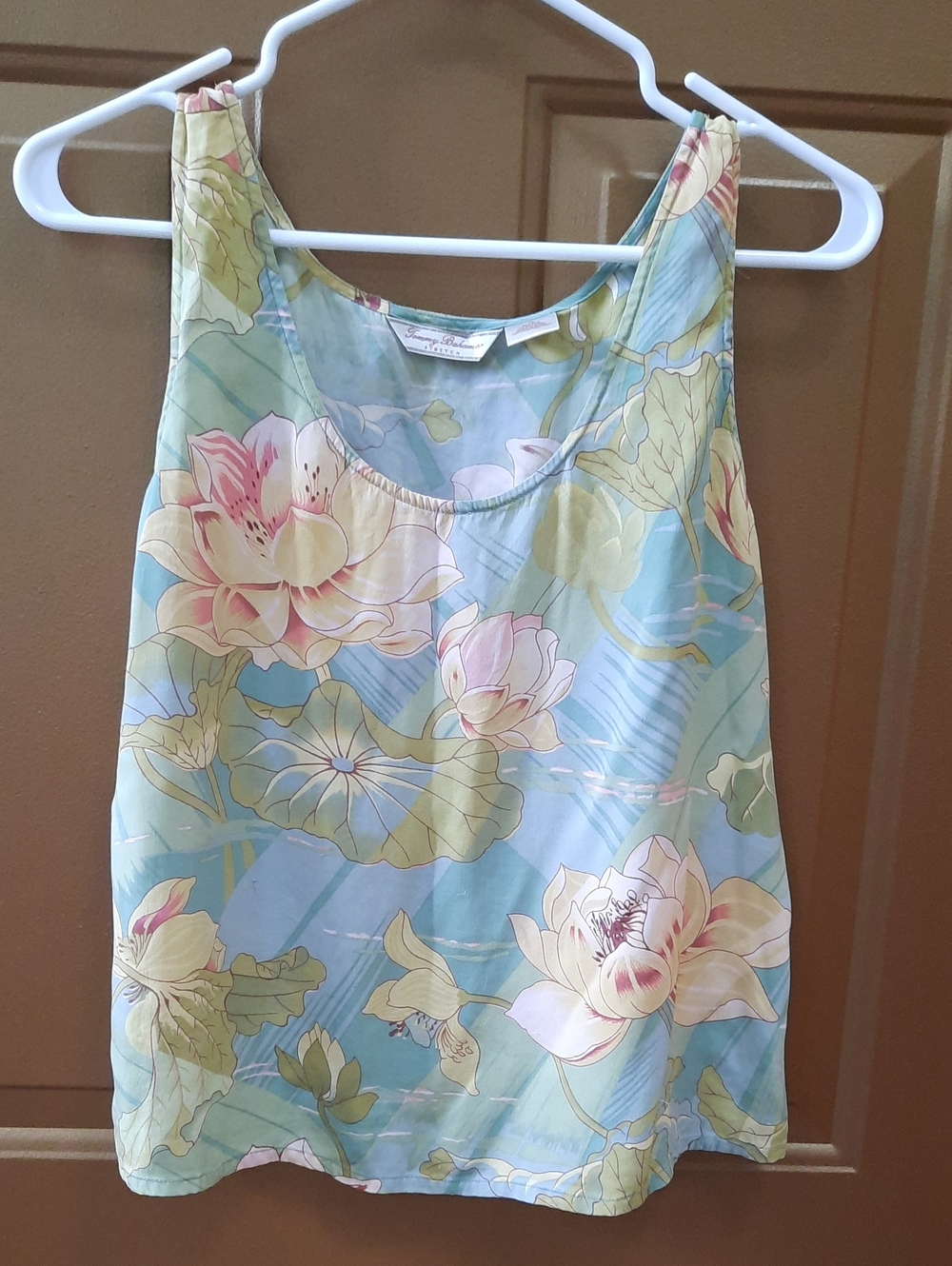 Tommy Bahama Pastel Floral Scoop Neck Camisole - Light Blue Pink Cream